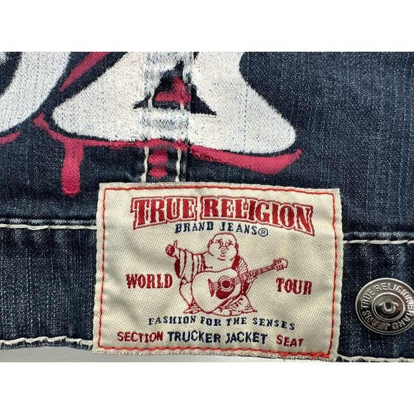 True Religion two piece embellished  jean jacket and Pants-Size:38.   Jacket X/L - Picture 5 of 14